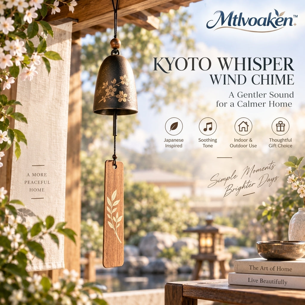 Mtlvoaken™ Kyoto Whisper Japanese-Inspired Wind Chime — Minimal Hanging Bell Porch & Home Décor