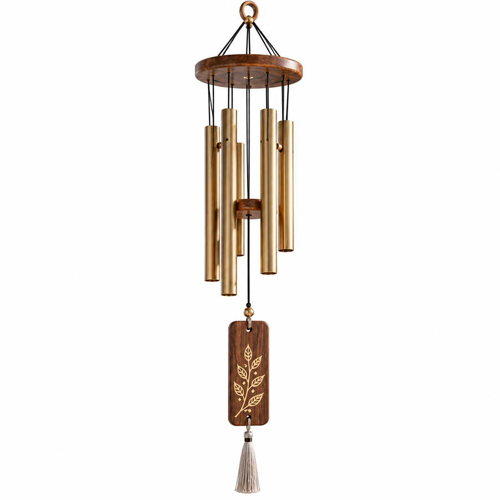 Mtlvoaken™ Quietline Handcrafted Minimal Wind Chime — Artisan-Style Metal & Wood Hanging Décor