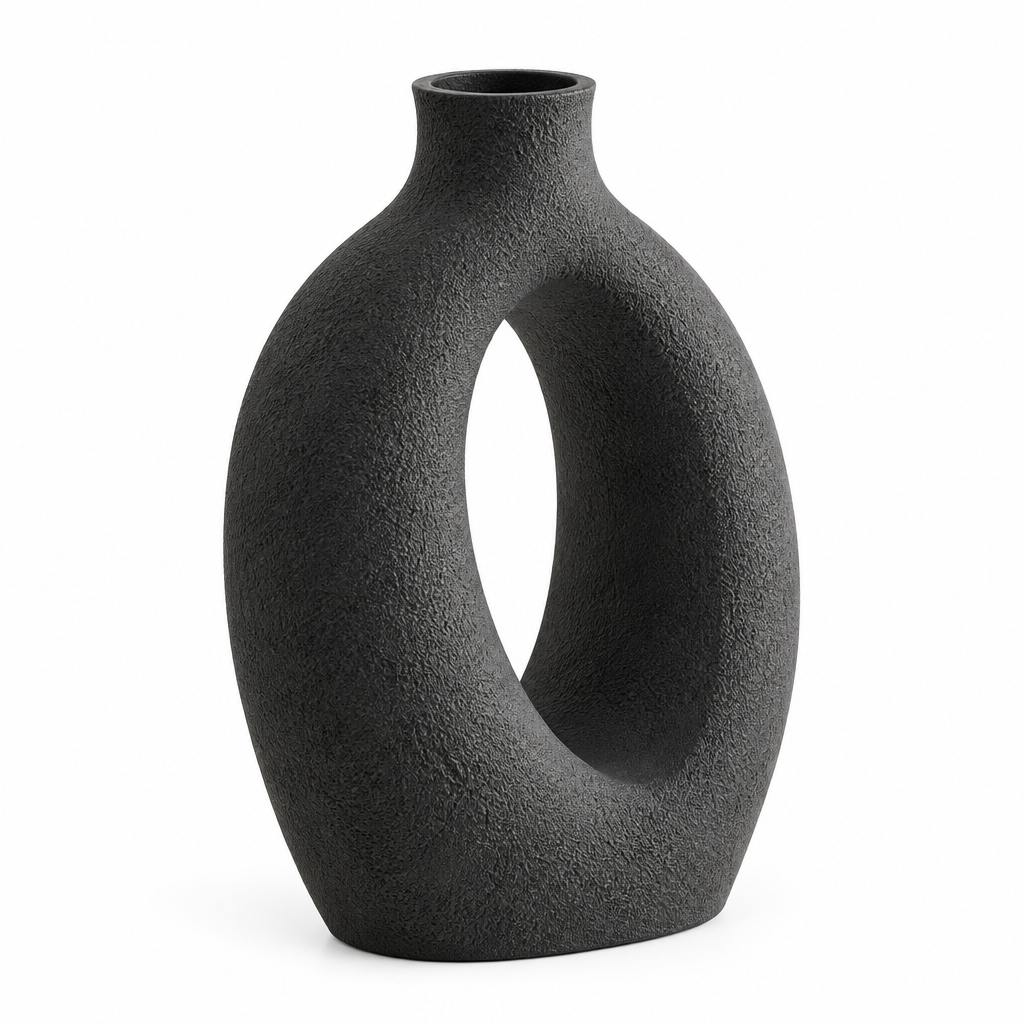 Mtlvoaken™ Maison Arc Resin Ceramic-Look Vase — Classic Sculptural Decorative Flower Vessel