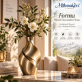 Mtlvoaken™ Forma Metal Decorative Vase — Matte Architectural Faux Floral Vessel