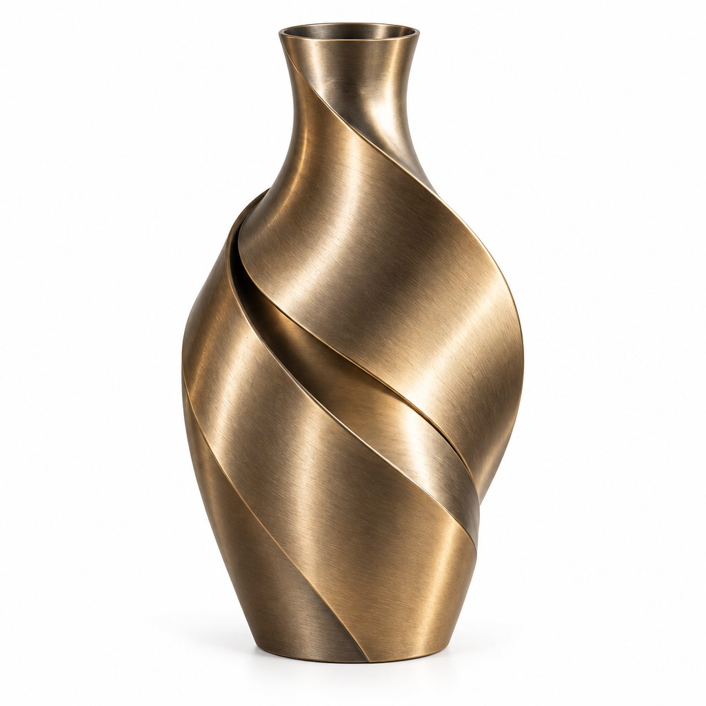 Mtlvoaken™ Forma Metal Decorative Vase — Matte Architectural Faux Floral Vessel