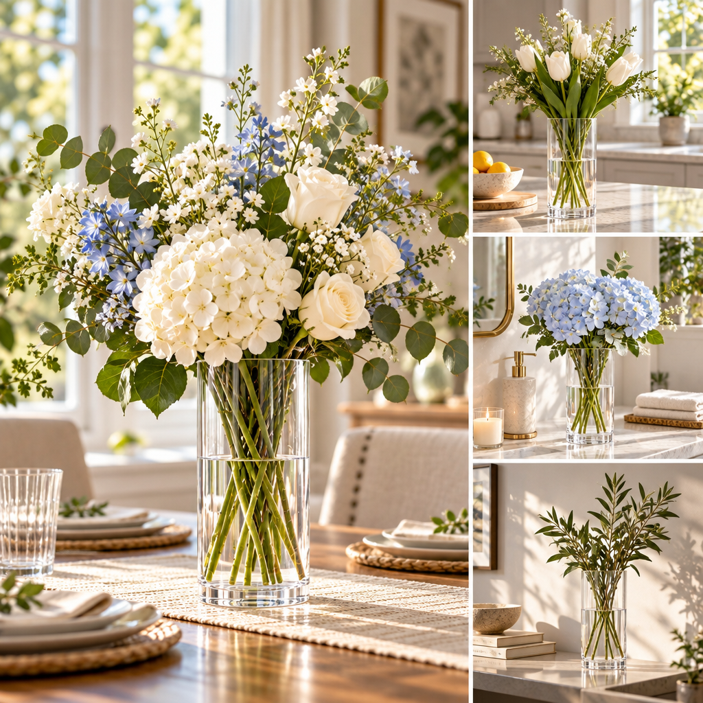 Mtlvoaken™ Clearline Acrylic Cylinder Vase — Classic Straight-Sided Shatter-Resistant Floral Display