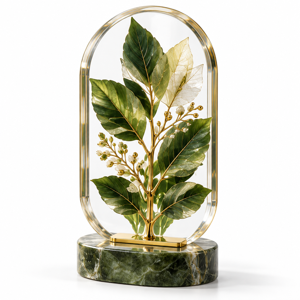 Mtlvoaken™ Four Seasons Botanical Specimen Décor — Framed Leaf-Inspired Tabletop Sculpture, Seasonal Nature Accent