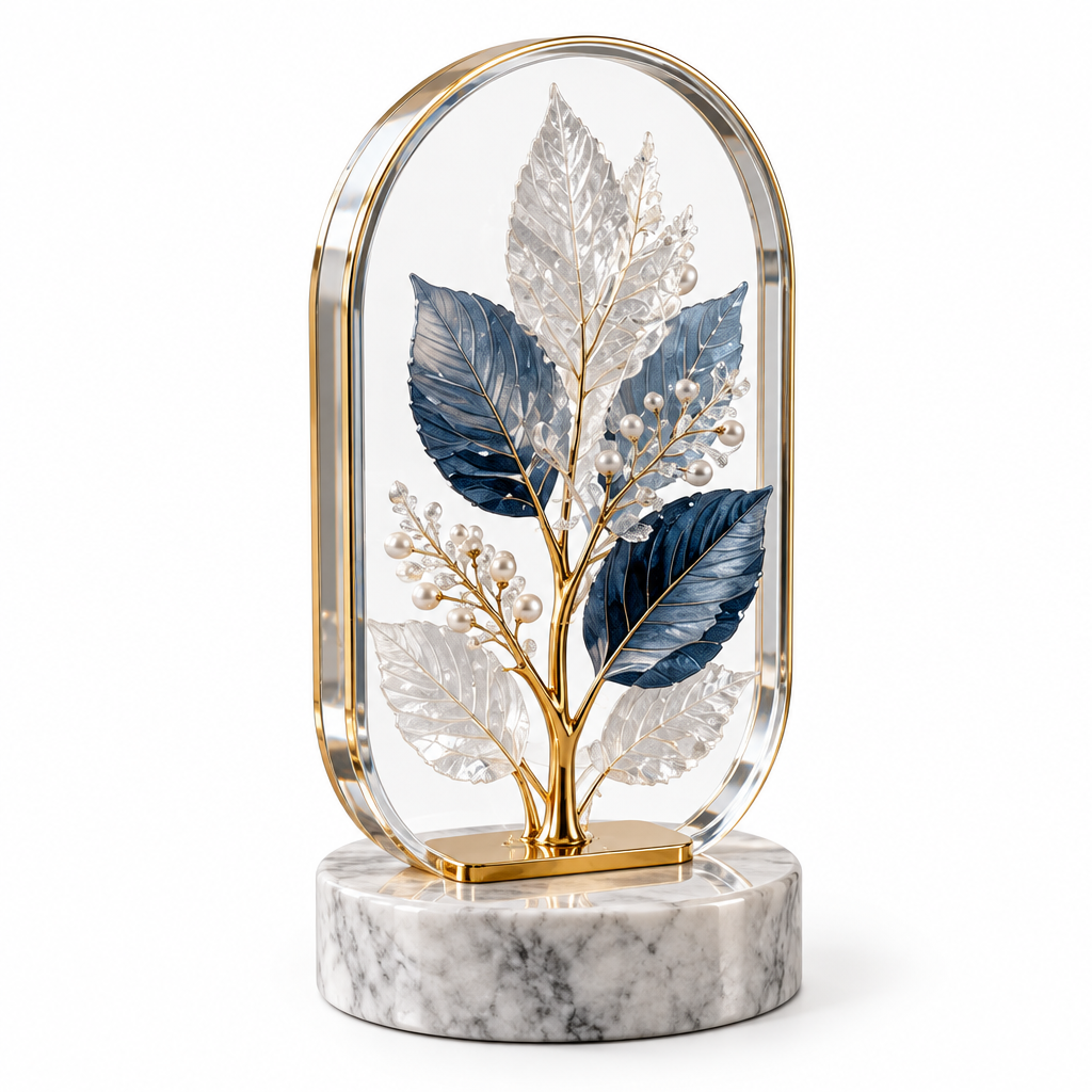Mtlvoaken™ Four Seasons Botanical Specimen Décor — Framed Leaf-Inspired Tabletop Sculpture, Seasonal Nature Accent