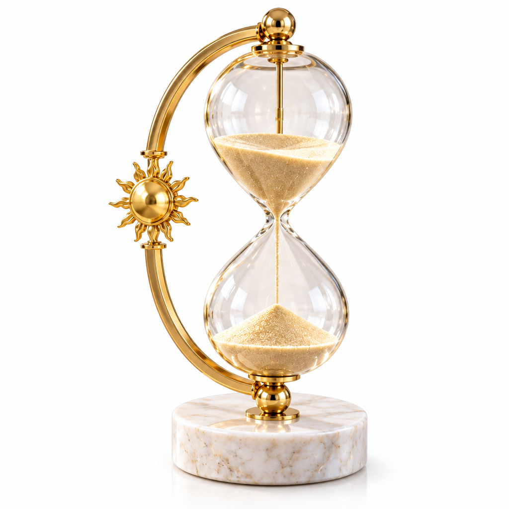Mtlvoaken™ Day & Night Timekeeper Hourglass — Sculptural Glass Sand Timer Home Accent