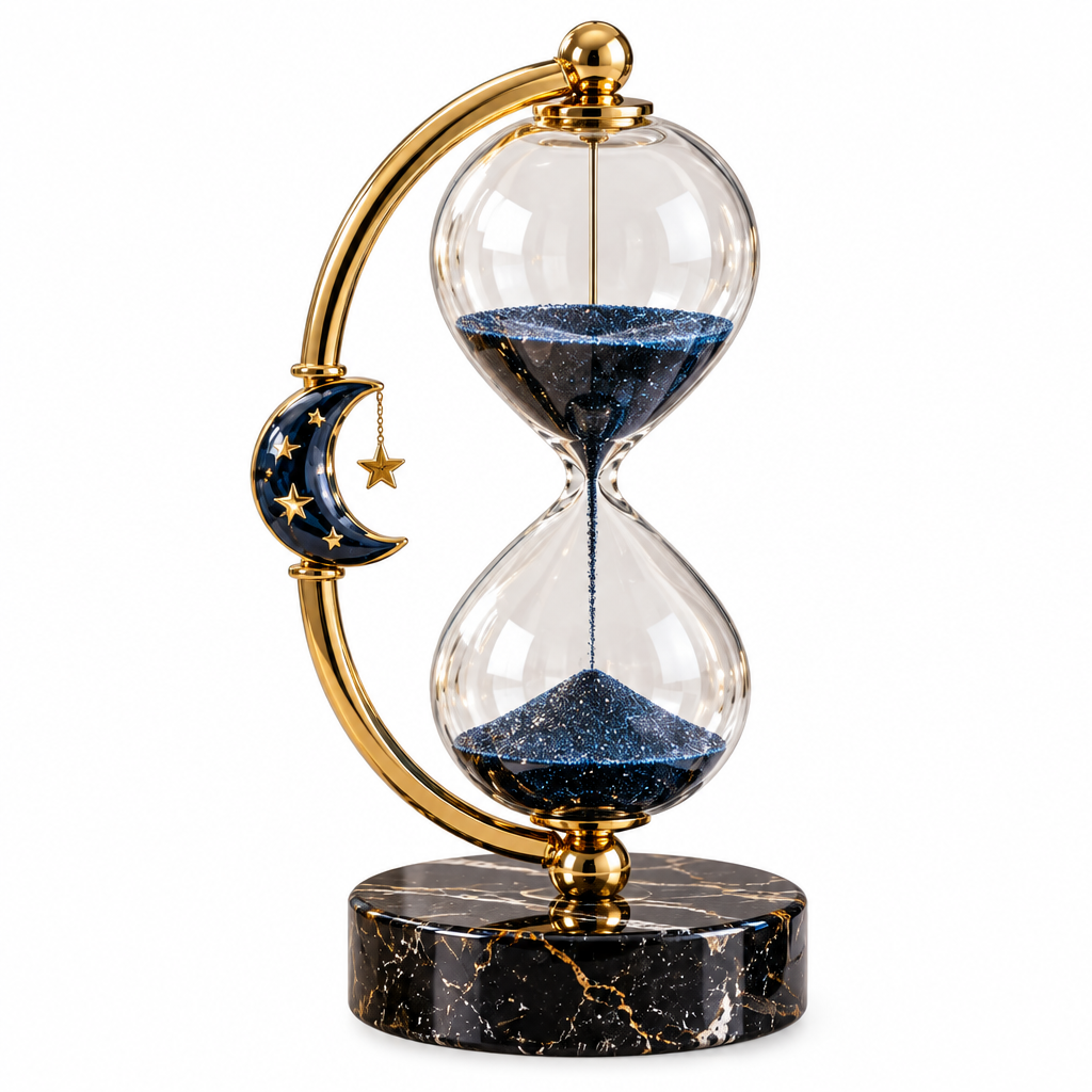 Mtlvoaken™ Day & Night Timekeeper Hourglass — Sculptural Glass Sand Timer Home Accent