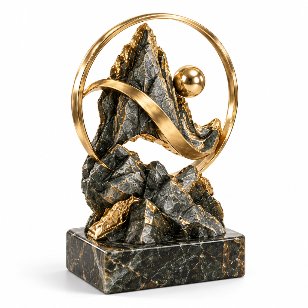 Mtlvoaken™ Elemental Zodiac Impression Sculpture — Earth Fire Water Air Celestial Decorative Object